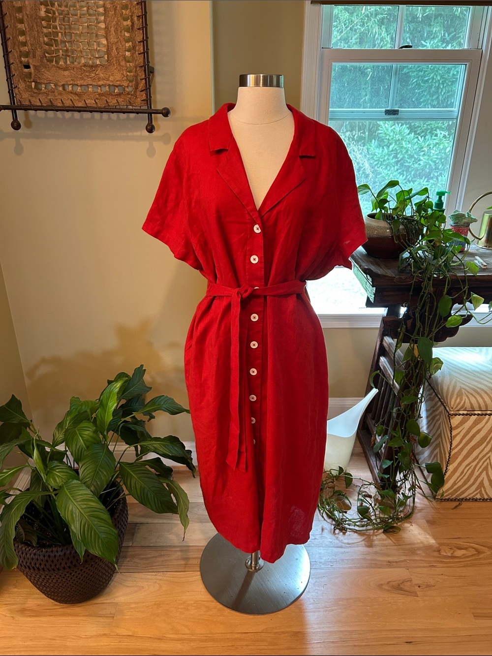 Quince 100% European Linen Button Front Dress Chile XL - Picture 6 of 14
